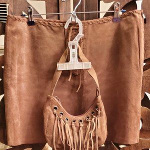 Suede butter soft vintage skirt AND bag